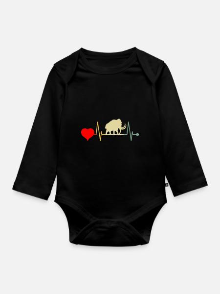 Mammut Elefant Mountain Urzeit Fans Vintage - Baby Bio-Langarm-Body - Schwarz