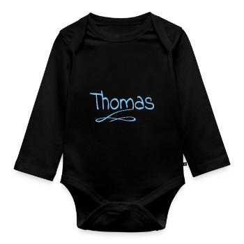 Thomas - Organic Longsleeve Baby Bodysuit - black - Front