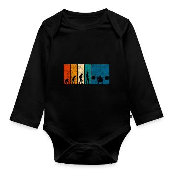 Bodybuilding Bodybuilder GYM Evolution Retro - Baby Bio-Langarm-Body - Schwarz - Vorne