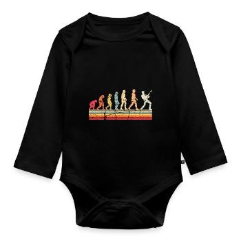 Human Evolution Guitar Band Retro Vintage - Body Bébé bio manches longues - noir - Devant