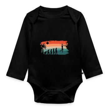 Basketball Evolution From Monkey To Men BBall - Body Bébé bio manches longues - noir - Devant