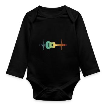 Herzschlag Gitarre - Baby Bio-Langarm-Body - Schwarz - Vorne
