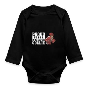 Lacrosse Torwart Lacrosse Spieler - Baby Bio-Langarm-Body - Schwarz - Vorne