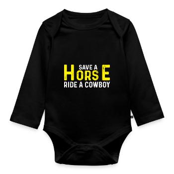 Rette ein Pferd Reite einen Cowboy - Baby Bio-Langarm-Body - Schwarz - Vorne