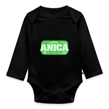 Natur Bio Gesundheit Vorname Anica - Baby Bio-Langarm-Body - Schwarz - Vorne