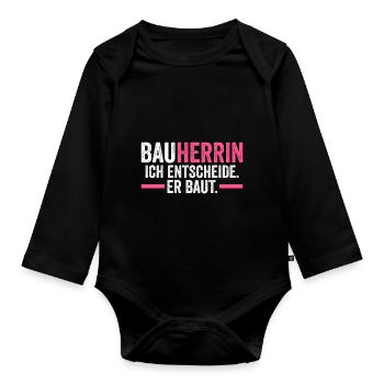 Bauherrin - Baby Bio-Langarm-Body - Schwarz - Vorne