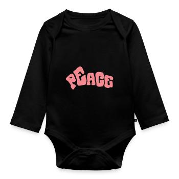 I come in peace im peace couples - Baby Bio-Langarm-Body - Schwarz - Vorne