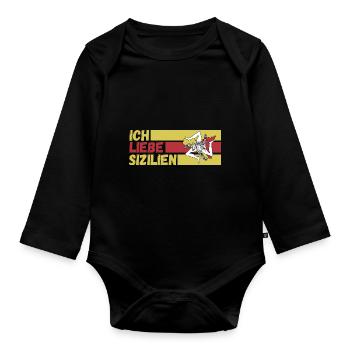 Sizilianer Sizilianisch Sizilien - Baby Bio-Langarm-Body - Schwarz - Vorne