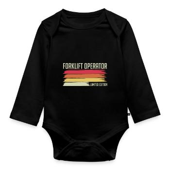 Retro Forklift Driver Forklift Operator Limited Ed - Baby Bio-Langarm-Body - Schwarz - Vorne