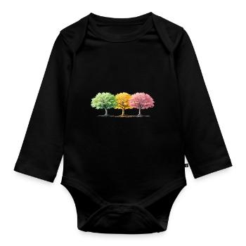 Colorful trees even in winter summer spring tree - Organic Longsleeve Baby Bodysuit - black - Front
