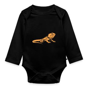 Bearded Dragon - Organic Longsleeve Baby Bodysuit - black - Front