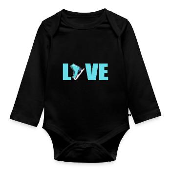Ice skating Ice skating Ice skating - Organic Longsleeve Baby Bodysuit - black - Front