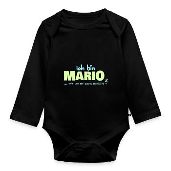 Gift for Mario - Organic Longsleeve Baby Bodysuit - black - Front
