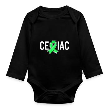Gluten Free Celiac Disease - Organic Longsleeve Baby Bodysuit - black - Front