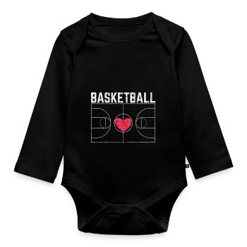 Basketball Field Basketballer T-Shirt - Body Bébé bio manches longues - noir - Devant
