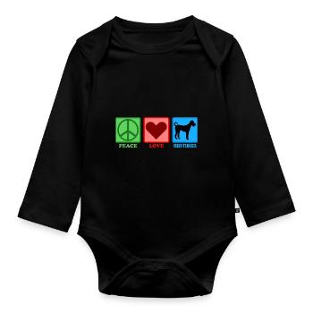 Irish Terrier Hund Peace Love - Baby Bio-Langarm-Body - Schwarz - Vorne