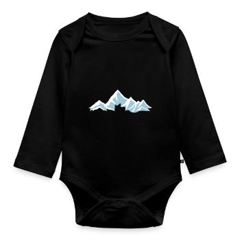 Montagnes, montagne, glacier - Body Bébé bio manches longues - noir - Devant