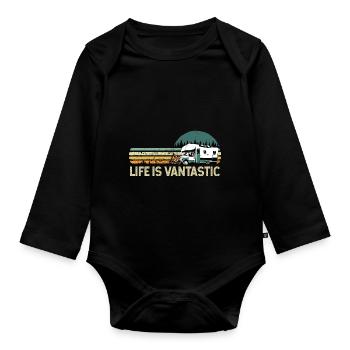 Motorhome RV Camping Life Is - Organic Longsleeve Baby Bodysuit - black - Front
