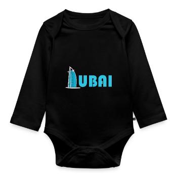 Dubai Skyline - Baby Bio-Langarm-Body - Schwarz - Vorne
