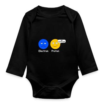 Proton Electron Être Positif - Body Bébé bio manches longues - noir - Devant