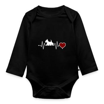 Schottischer Scottish Terrier Hund Herzschlag - Baby Bio-Langarm-Body - Schwarz - Vorne