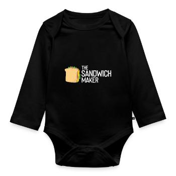 Sandwich Macher Grillen Papa BBQ Sandwich - Baby Bio-Langarm-Body - Schwarz - Vorne