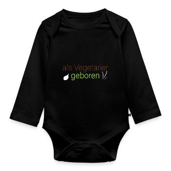 als Vegetarier geboren - Baby Bio-Langarm-Body - Schwarz - Vorne