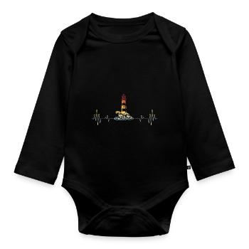 Leuchtturm Herzschlag Nordsee und Ostsee Geschenk - Baby Bio-Langarm-Body - Schwarz - Vorne
