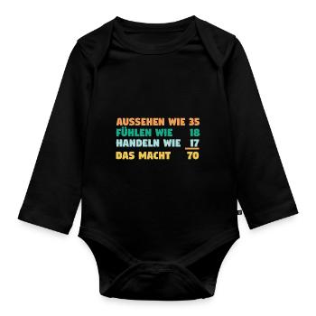 Siebzig Siebzigster 70 Jahre Geburtstag - Baby Bio-Langarm-Body - Schwarz - Vorne