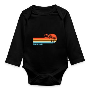 Surf en Californie Santa Cruz - Body Bébé bio manches longues - noir - Devant