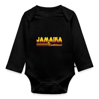 Jamaika - Palmen Design - Karibischer Lebensstil - Baby Bio-Langarm-Body - Schwarz - Vorne