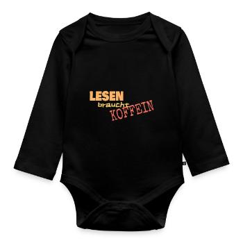 Spruch Lesen - Baby Bio-Langarm-Body - Schwarz - Vorne