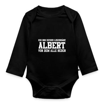 Albert Name Design - Baby Bio-Langarm-Body - Schwarz - Vorne