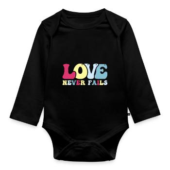 Liebe Valentinstag Bibel Christliche Kirche Jesus - Baby Bio-Langarm-Body - Schwarz - Vorne