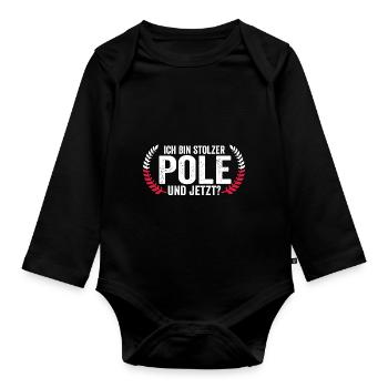 Pole Polnisch Polen - Baby Bio-Langarm-Body - Schwarz - Vorne