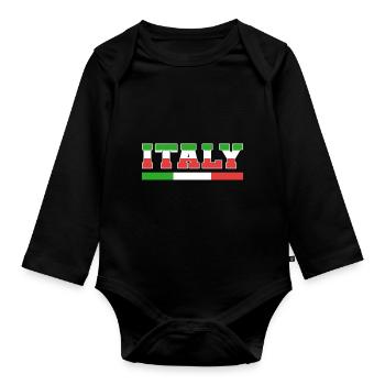 Italy - Organic Longsleeve Baby Bodysuit - black - Front