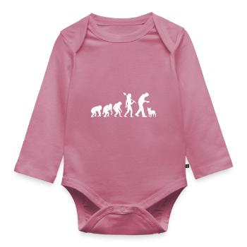Evolution Bouledogue Français Frenchie Dog Lover Bulldo - Body Bébé bio manches longues - mauve - Devant