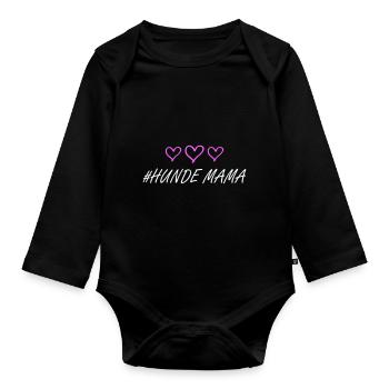 Hunde Mama Herz - Baby Bio-Langarm-Body - Schwarz - Vorne