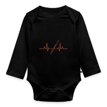 Flute Heartbeat Flute - Organic Longsleeve Baby Bodysuit - black - Front