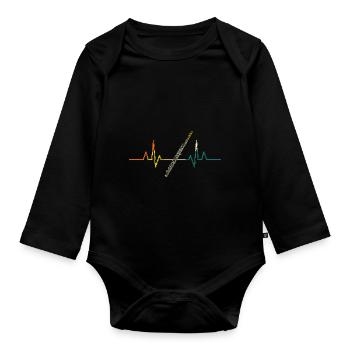 Flute Heartbeat Flute - Organic Longsleeve Baby Bodysuit - black - Front