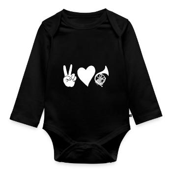 Hornist Waldhorn - Baby Bio-Langarm-Body - Schwarz - Vorne