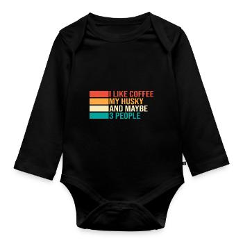 Husky Kaffee - Baby Bio-Langarm-Body - Schwarz - Vorne