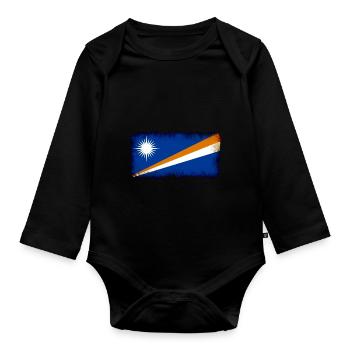 Marshall Islands - Organic Longsleeve Baby Bodysuit - black - Front