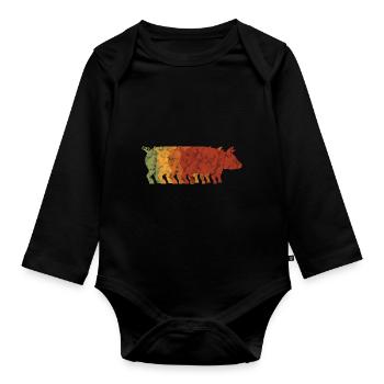 Pig Pig Pigs Retro Sau Farmer Boar - Organic Longsleeve Baby Bodysuit - black - Front