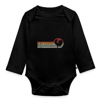 Rooster Chicken Breeder Chicken retro hen chicken chick - Organic Longsleeve Baby Bodysuit - black - Front