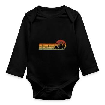 Golfcart Retro Golfer Golfschläger Golfball Golf - Baby Bio-Langarm-Body - Schwarz - Vorne