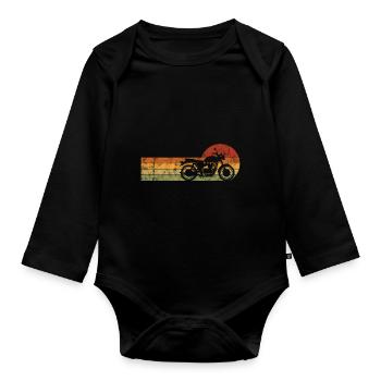 Biker Retro Chopper motocyclisme motocyclisme - Body Bébé bio manches longues - noir - Devant