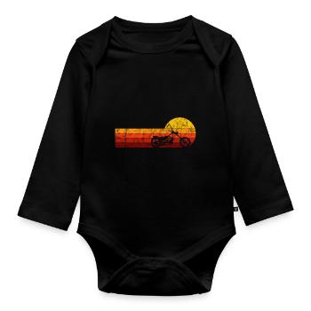 Motocyclistes Chopper Bobber retro moto - Body Bébé bio manches longues - noir - Devant