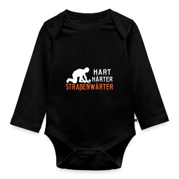 Hart Härter Straßenwärter Geschenk Chausseewärter - Baby Bio-Langarm-Body - Schwarz - Vorne