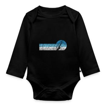 Windsurfing Windsurfer Surfing Windsurfing Retro - Organic Longsleeve Baby Bodysuit - black - Front